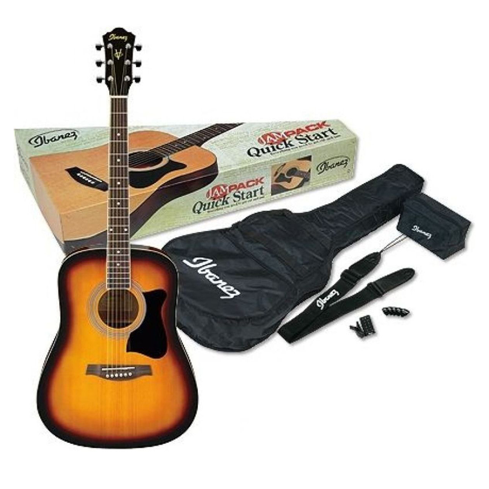 IBANEZ V50NJP-VS V Serisi JAM Paket Vintage Sunburst High Gloss Akustik Gitar Seti Akort Cihazı & Gigbag ve Aksesuarlar Dahil